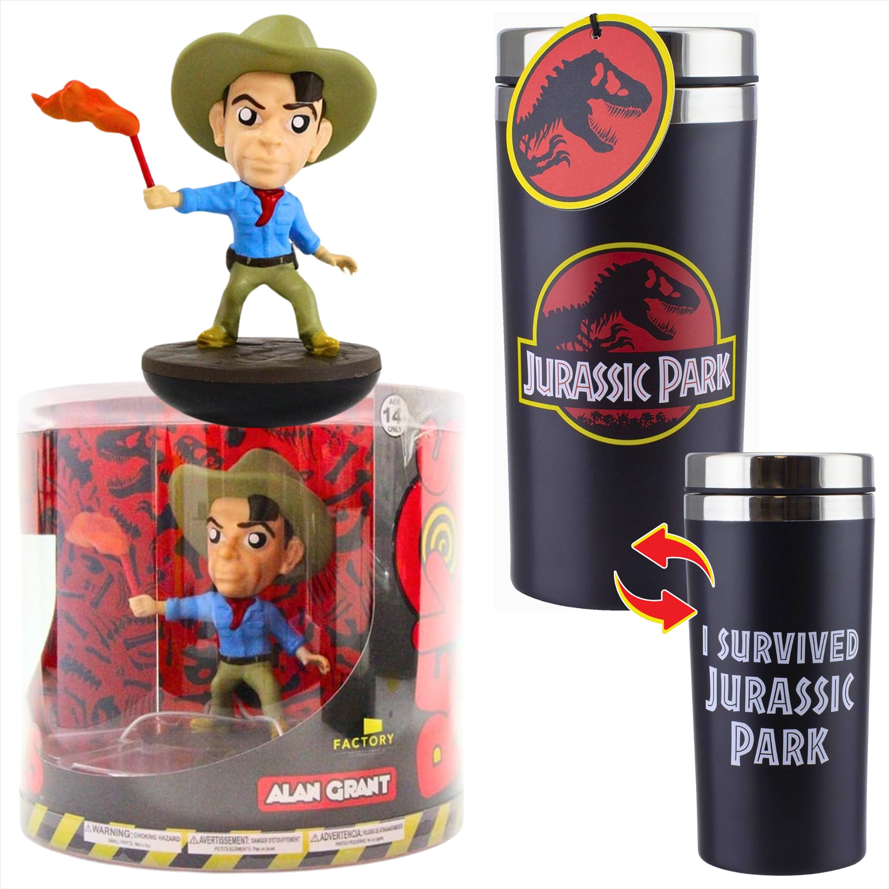 Jurassic Collectors Gift Set - Travel Mug & Alan Grant Figure - Toptoys2u