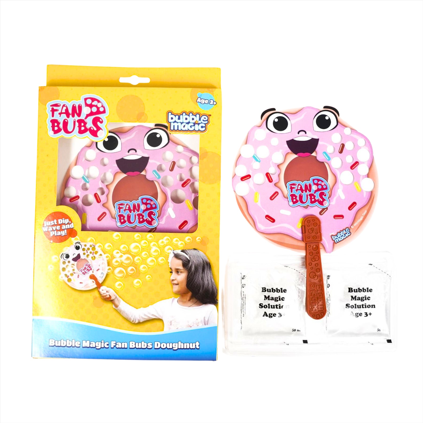 Bubble Magic Fan Bubs Doughnut and Ice Cream Sundae Hand Fans with Bubble Solution - Twin Pack - Toptoys2u