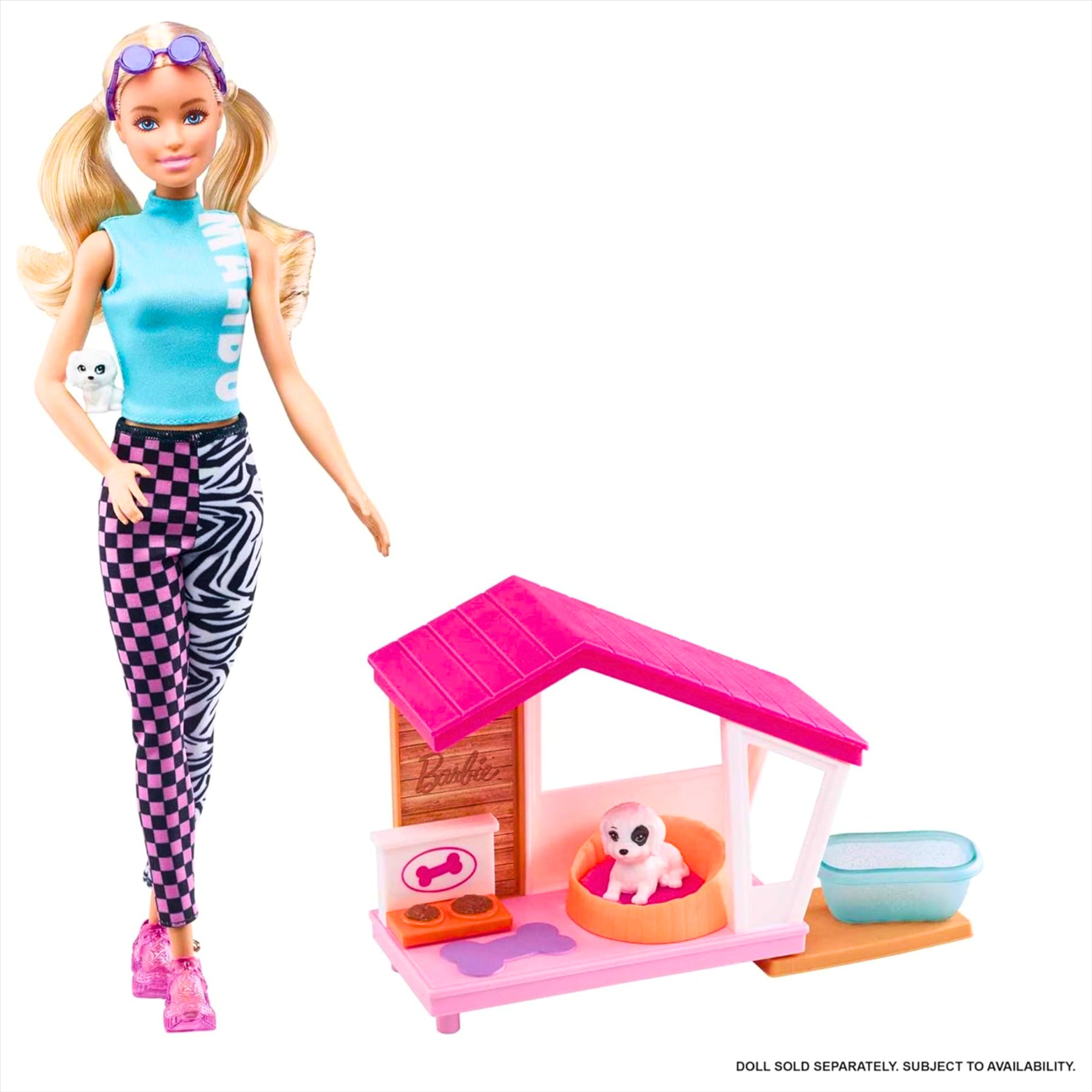 Barbie Dog Kennel Playset with Dogs and Accessories - Includes 2 Dog Figures, Kennel, Bed, Blanket, Bath, Water Bowl, and Chew Toy - Toptoys2u