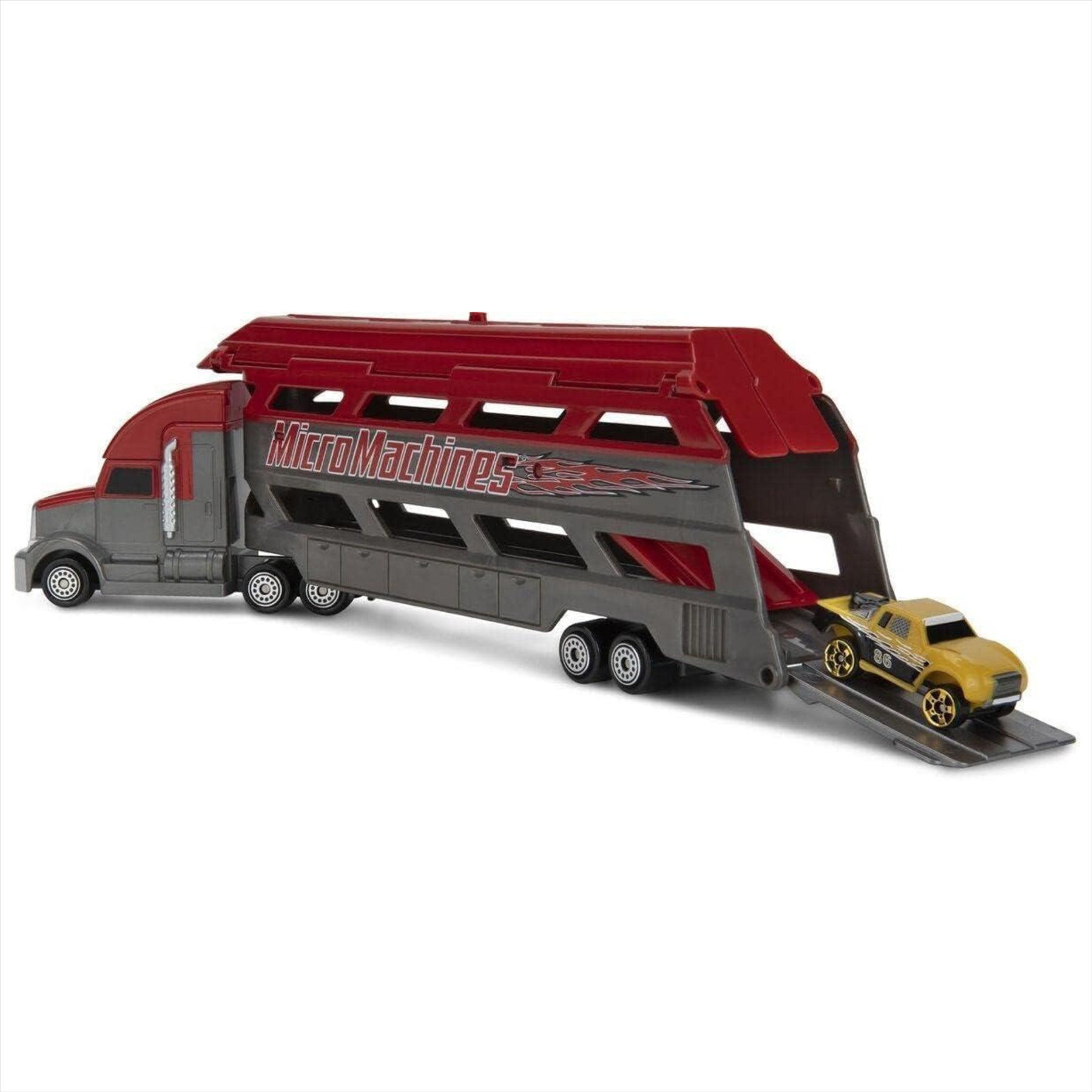 Micro Machines - Red Mini Vehicle Hauler With 1 Exclusive Vehicle & Ultimate Exotics #9 - 3 Pack - Toptoys2u