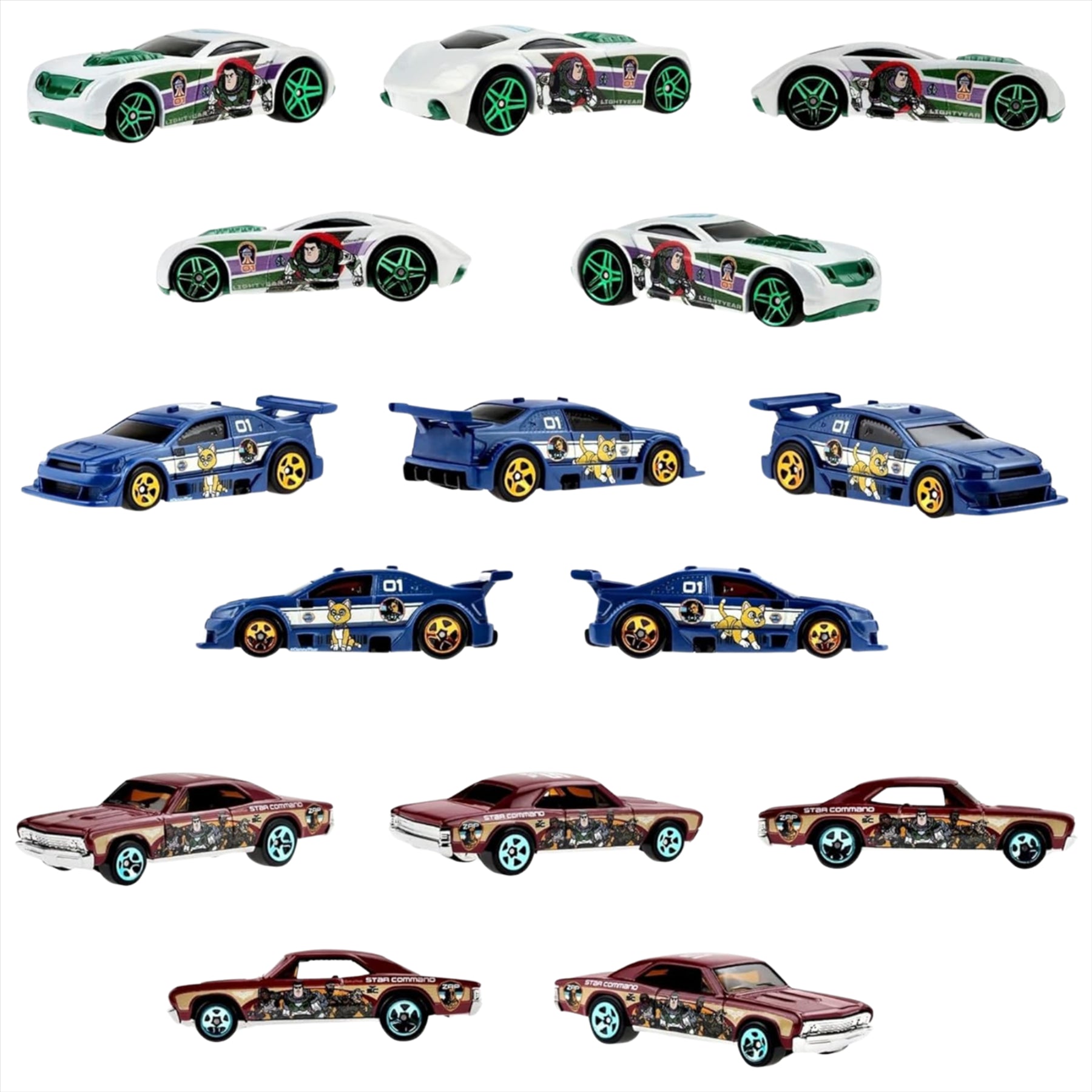 Hot Wheels Diecast Lightyear Character Cars - Sir Ominous, Hiway Hauler 2, 67 Chevelle SS 396, Fast Felion & Amazoom - All 5 - Toptoys2u