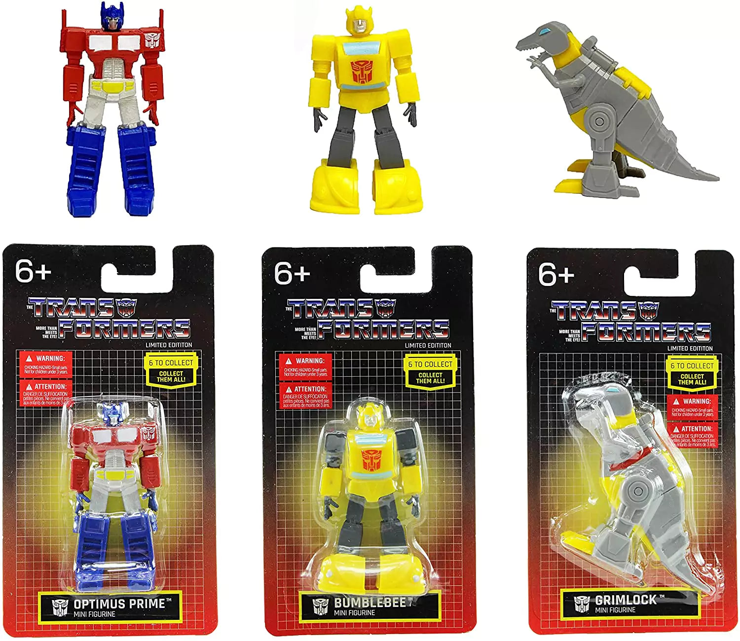 Transformers Autobots 2.5" Mini Figure Bundle -  Optimus Prime, Bumblebee & Grimlock (Limited Edition) - Toptoys2u