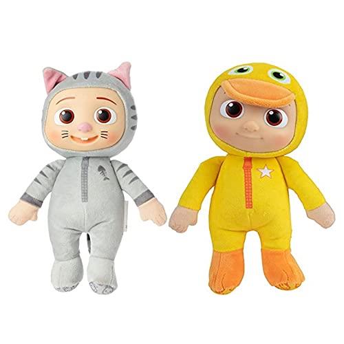 CoComelon JJ Duckie & Kitty Plush  Stuffed Animal Toys, 2 Pack - 8" Plush Toys - Toptoys2u