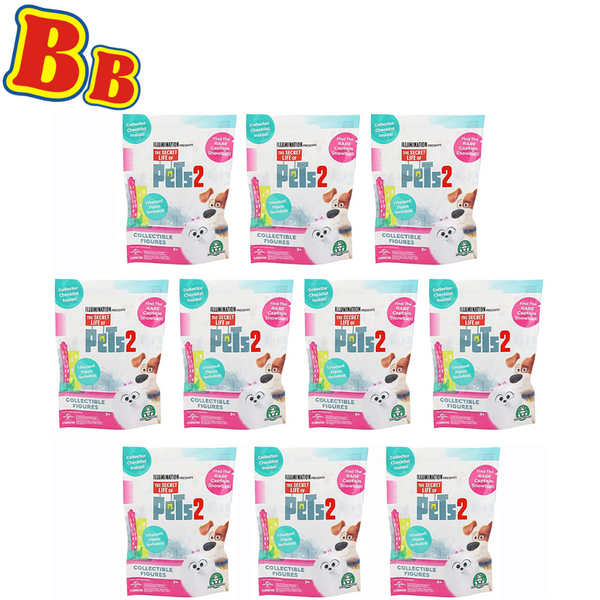The Secret Life of Pets 2 Collectible Flocked Mini Pets Figure Blind Bag Party Favours - Pack of 10 - Toptoys2u