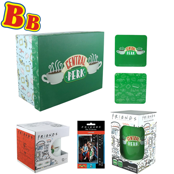 Friends Central Perk Gift Box Bundle - Central Perk 500ml Pint Glass & 300ml Mug, 2X Coasters & Friends Lanyard - Toptoys2u