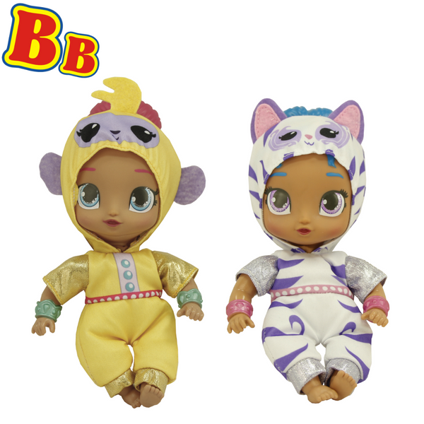 Shimmer & Shine Genie Babies - Soft Plush 8" 20cm Yellow Shimmer & White Purple Shine Dolls - Toptoys2u