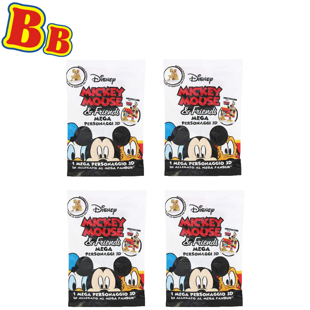 Mickey Mouse & Friends Disney Mini Figures - Minnie, Pluto, Daisy Duck 13 to Collect Party Favour Cake Topper Blind Bags Pack of 4 - Toptoys2u