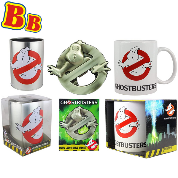 Ghostbusters 3 Piece Gift Sets - Logo Can Cooler, Metal Logo Bottle Opener & 330ml Ghosbuster Logo Ceramic Mug - Toptoys2u