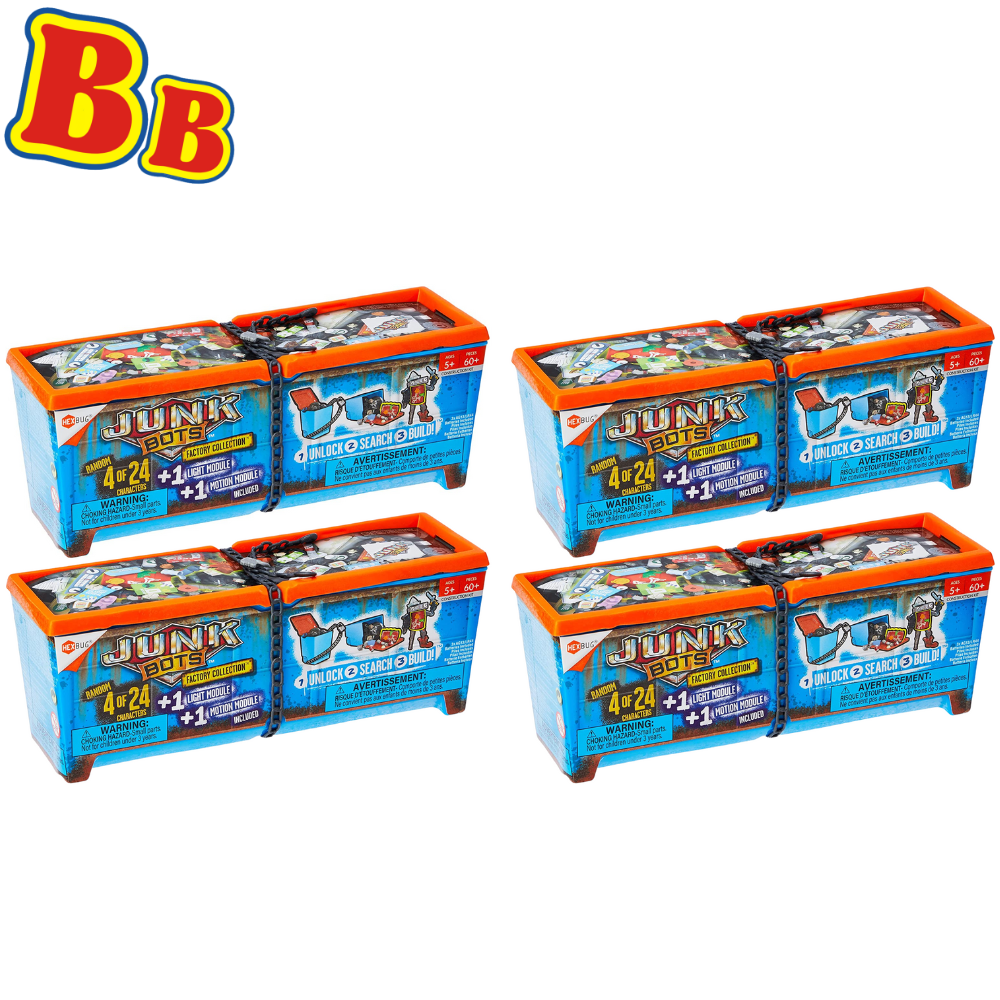 Hexbug Junkbots - Industrial Dumpster With 4 Unique Characters to Assemble in Each Box - Pack of 4 - Toptoys2u