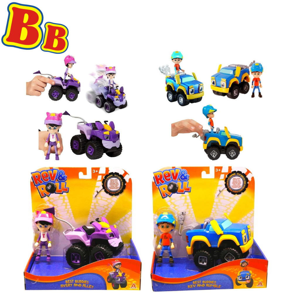 Rev & Roll Best Buddies Figures and Vehicles - Avery and Alley & Rev and Rumble - Toptoys2u