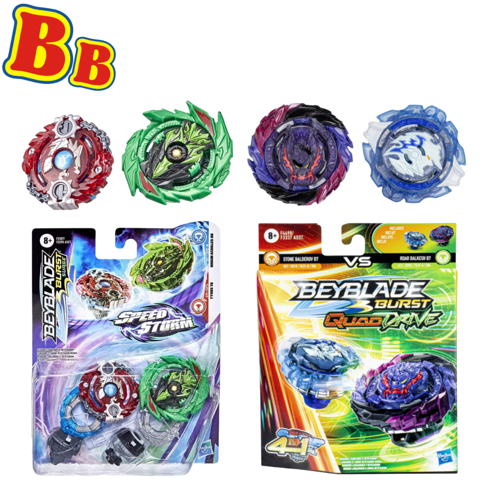 Beyblade Burst Speedstorm & Quad Drive - Original A6, Tyros T6, Stone Balderov B7, Roar Balkesh B7 - Twin Pack - Toptoys2u