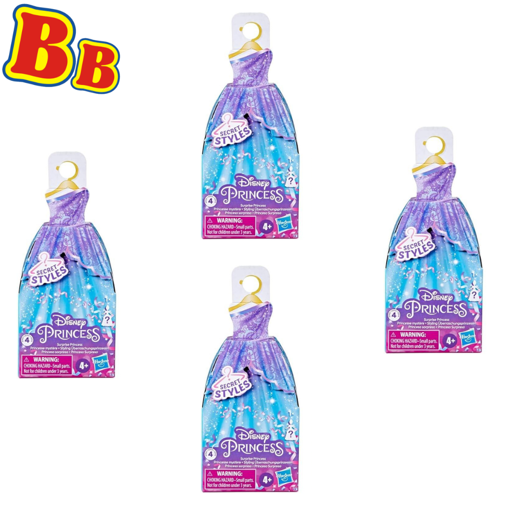 Disney Princess Secret Styles Series 4 Blind Box 3.5" 9cm Figures - Pack of 4 - Toptoys2u