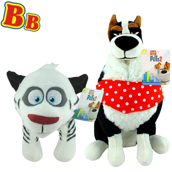 Secret Life Of Pets 2 - 28cm 11" - Rooster the Welsh Sheepdog & Hu the White Bengal Tiger Twin Pack - Toptoys2u