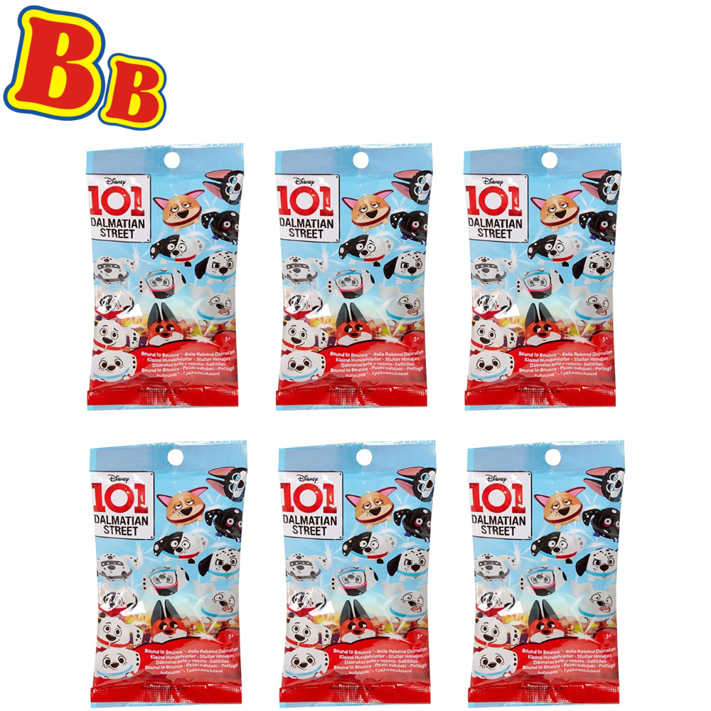 101 Dalmatians Disney Street Bound to Bounce Bouncy Mini Figures Party Favour Blind Bags Pack of 6 - Toptoys2u