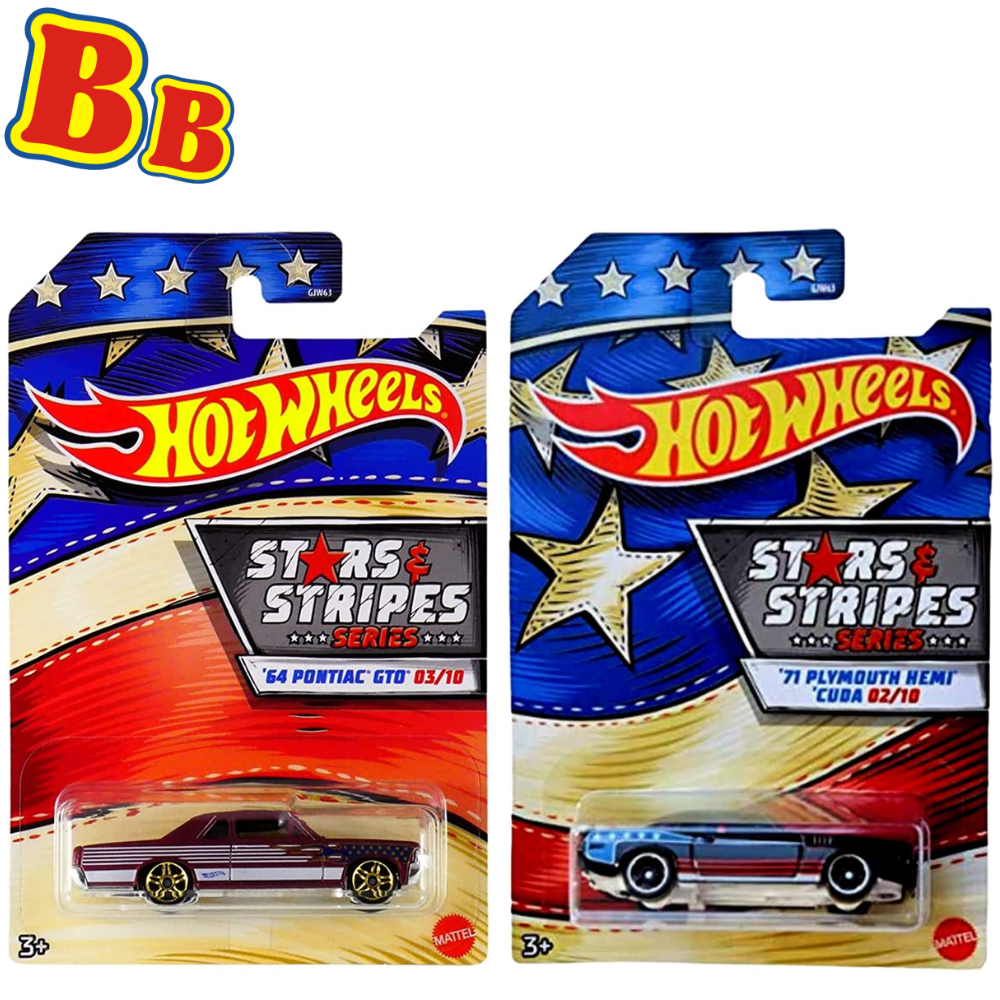 Hot Wheels Stars & Stripes Series - '64 Pontiac GTO & '71 Plymouth Hemi 'Cuda - Toptoys2u