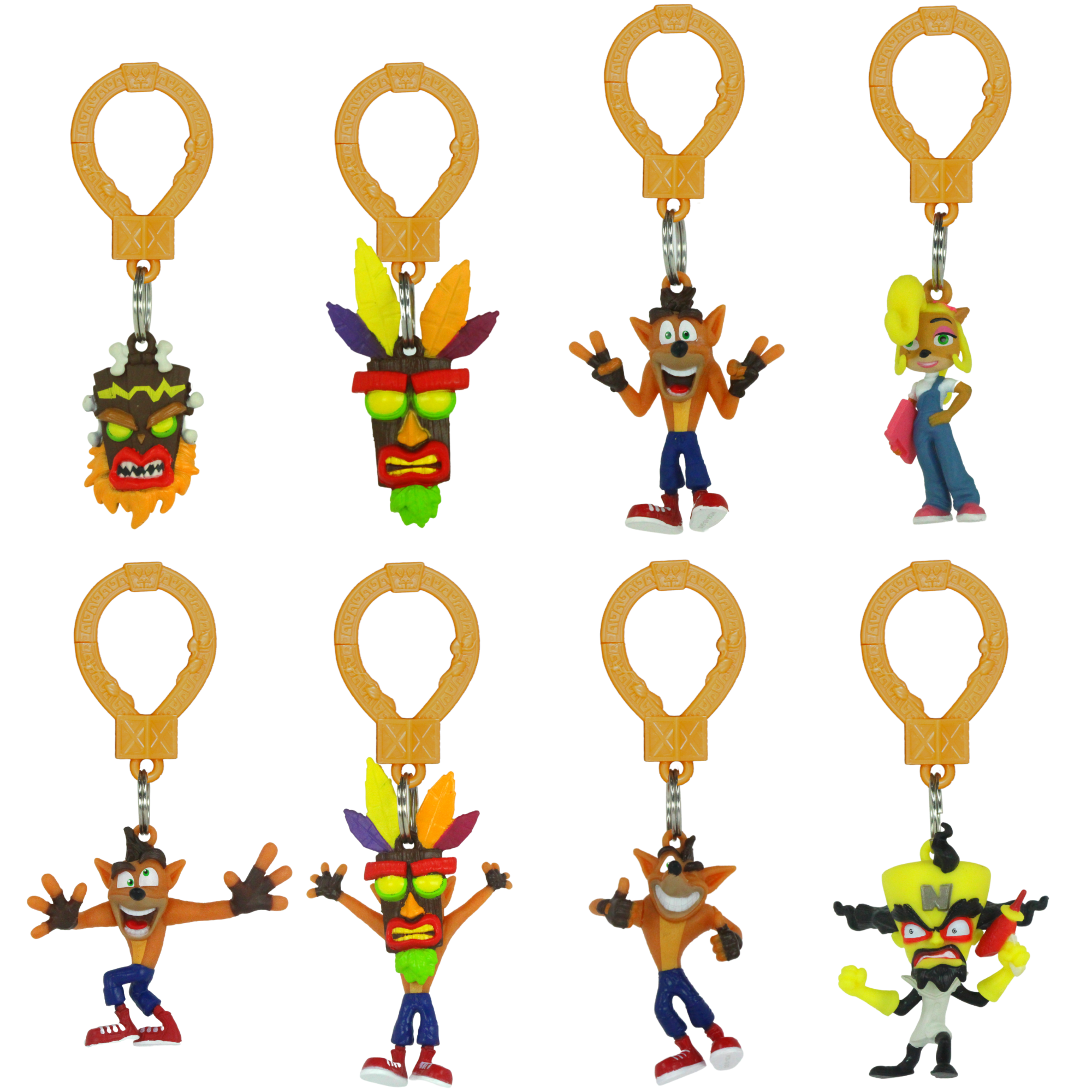 Crash Bandicoot - 4" 10cm Keyclip/Bagclip Figure Set All 8 - Toptoys2u