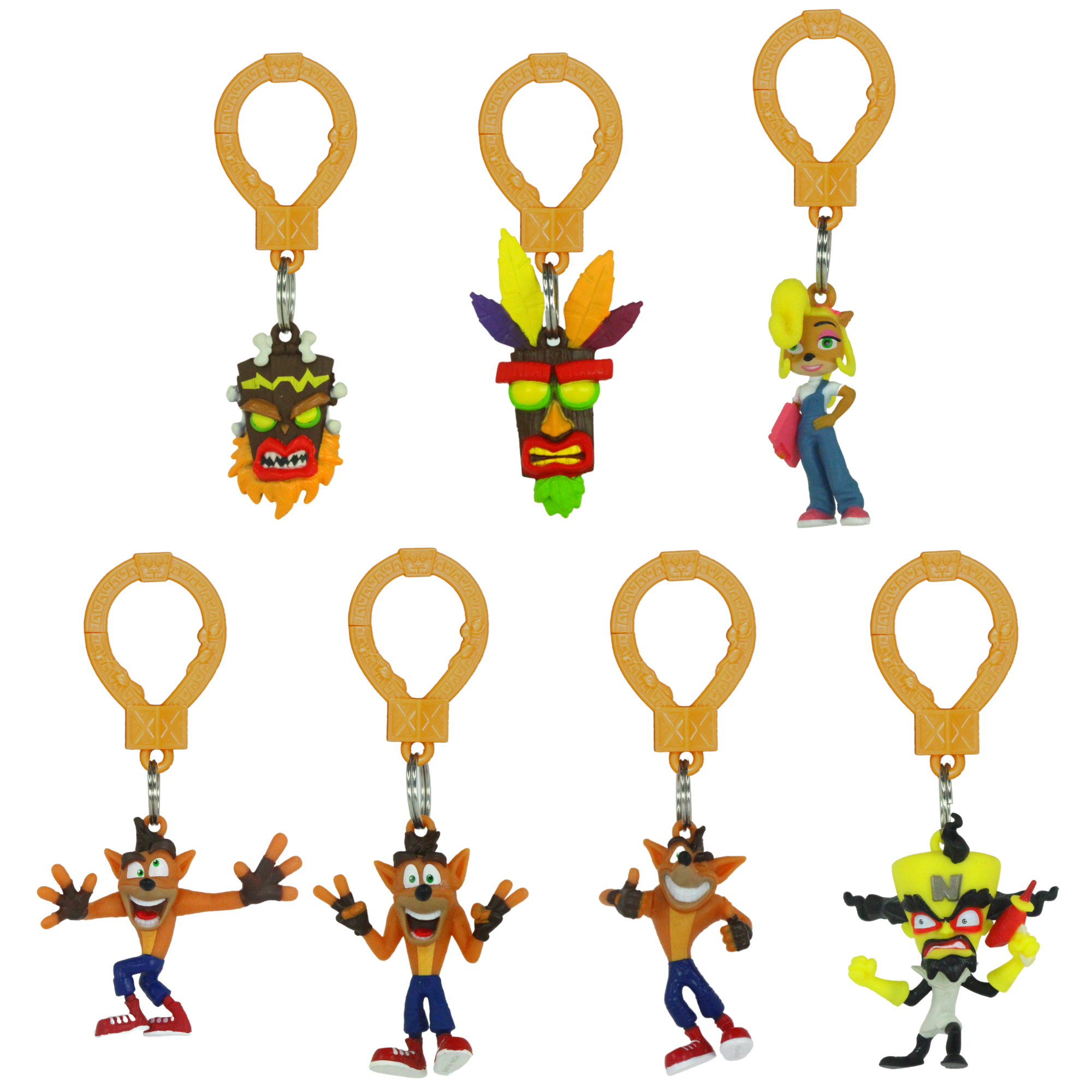 Crash Bandicoot - 4" 10cm Keyclip/Bagclip Identified Blind Bag Figure Set of 7 - Toptoys2u