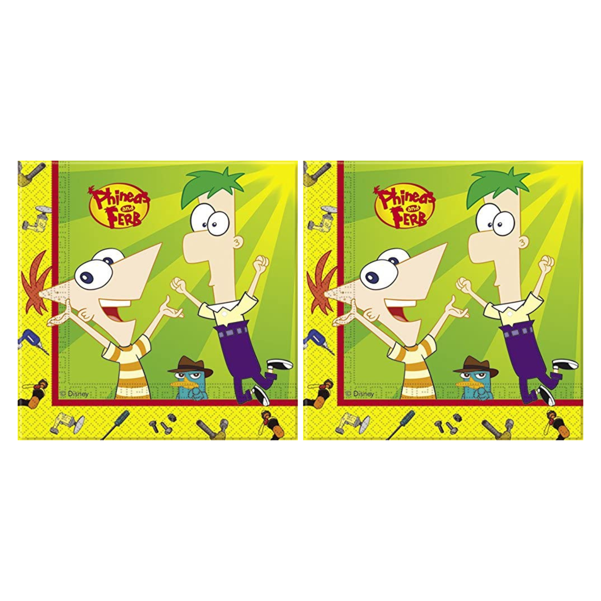 Phineas and Ferb 20 x 2 Ply Napkins 33x33cm - - Toptoys2u