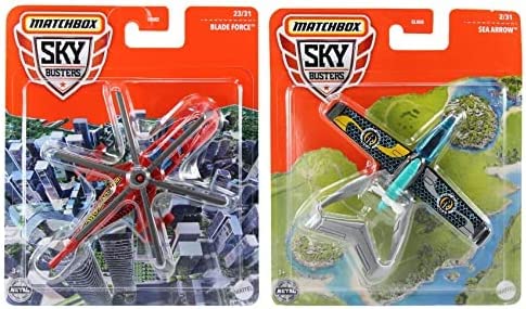 Matchbox Sky Busters Diecast Models 2 Pack Bundle - Blade Force Helicopter & Sea Arrow Ocean Research - Toptoys2u