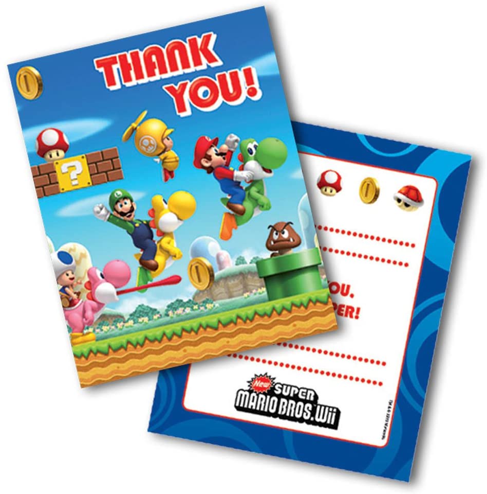 "Super Mario Party Thank You Cards, pack of 6" - Toptoys2u