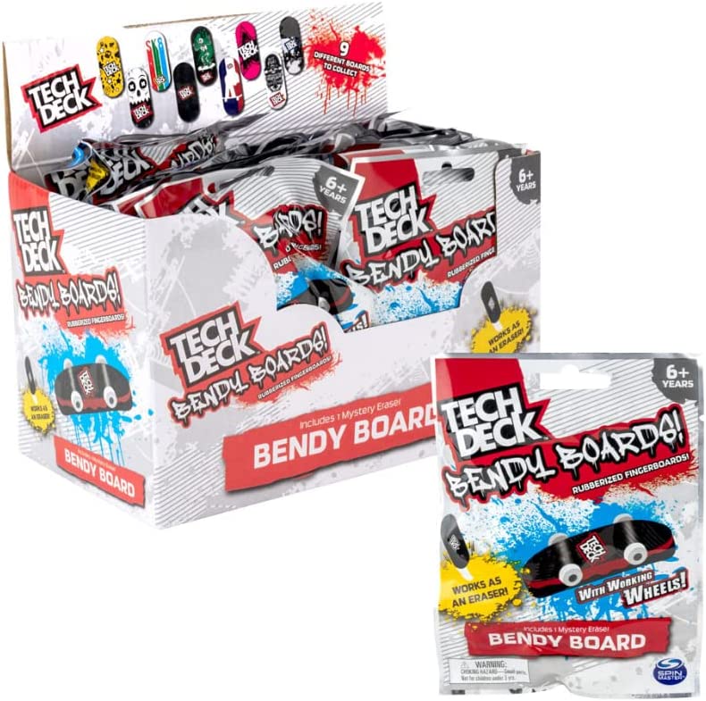 Tech Deck Bendy Boards Rubber Eraser Finger Board Blind Bag - Pack of 4 - Toptoys2u