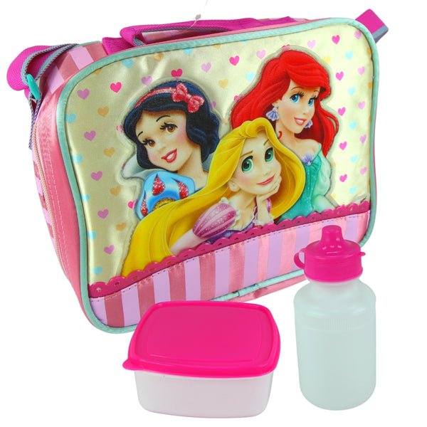 Disney Princess School Lunch Bag Set with Sandwich Box & 450ml Drinks Bottle - Toptoys2u