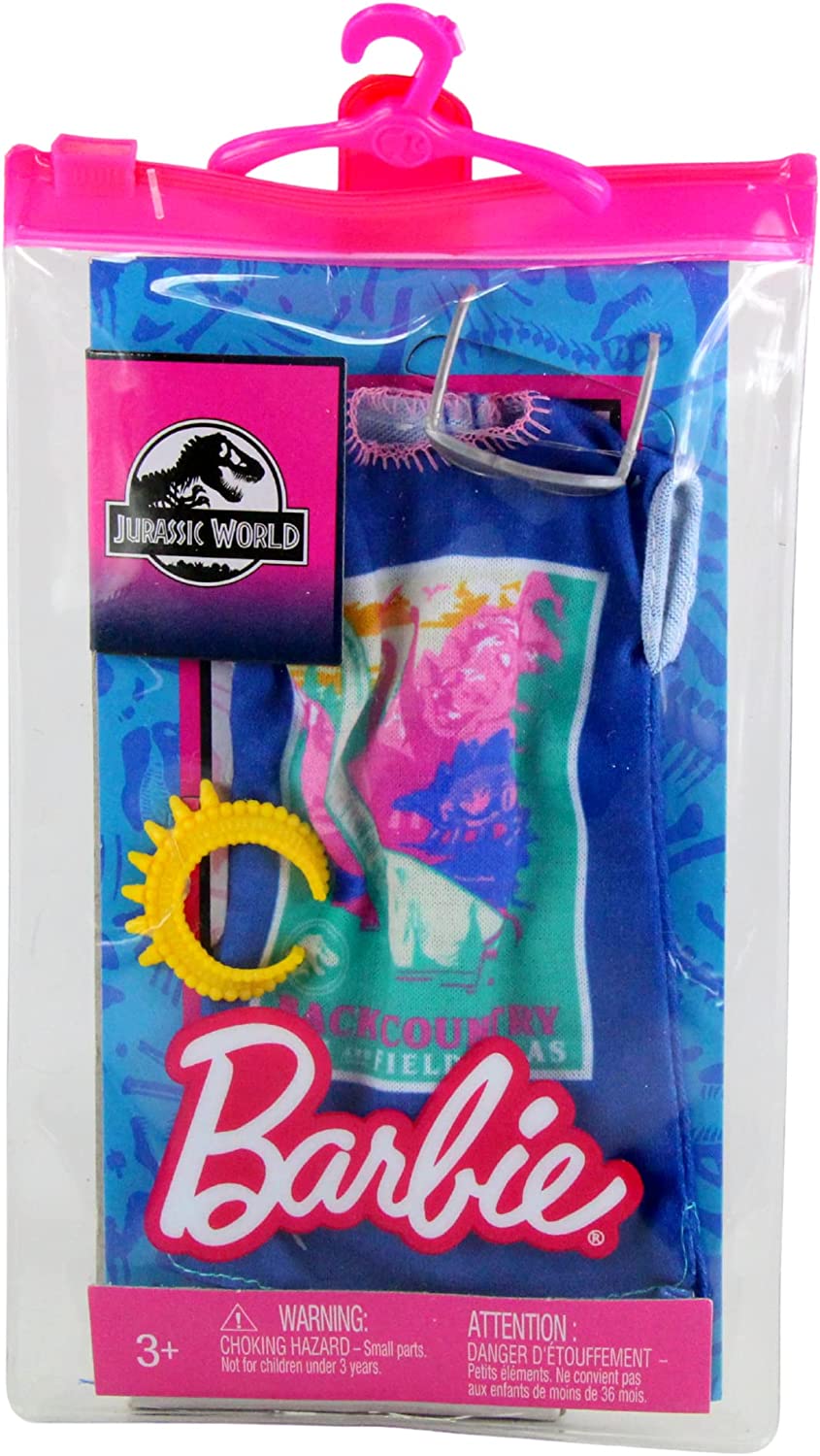 Barbie Jurassic World Clothing & Accessory Set Twin Pack - Back Country T-Shirt & Dino Fashion Look Set - Toptoys2u