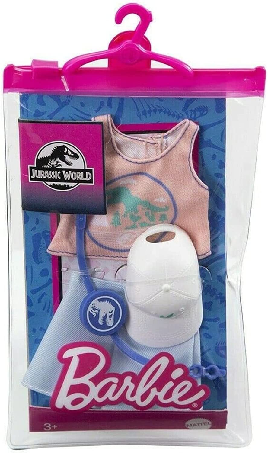 Barbie Jurassic World Clothing & Accessory Set Twin Pack - Dino Jumpsuit & Peach Dino Top Set - Toptoys2u