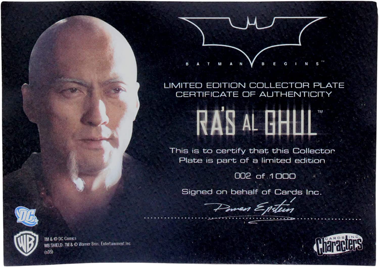 Batman Begins Ceramic Collectors Plates 8" 20cm - Limited Edition of 1000 - Ra's al Ghul - Toptoys2u