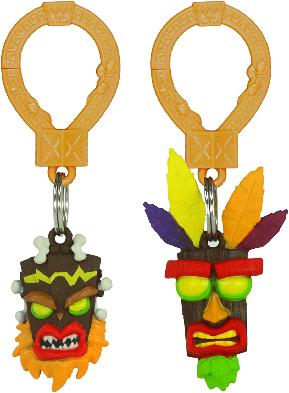 Crash Bandicoot - 4" 10cm Keyclip/Bagclip Identified Blind Bag Figure Sets - Aku Aku & Uka Uka Masks - Pack of 2 - Toptoys2u