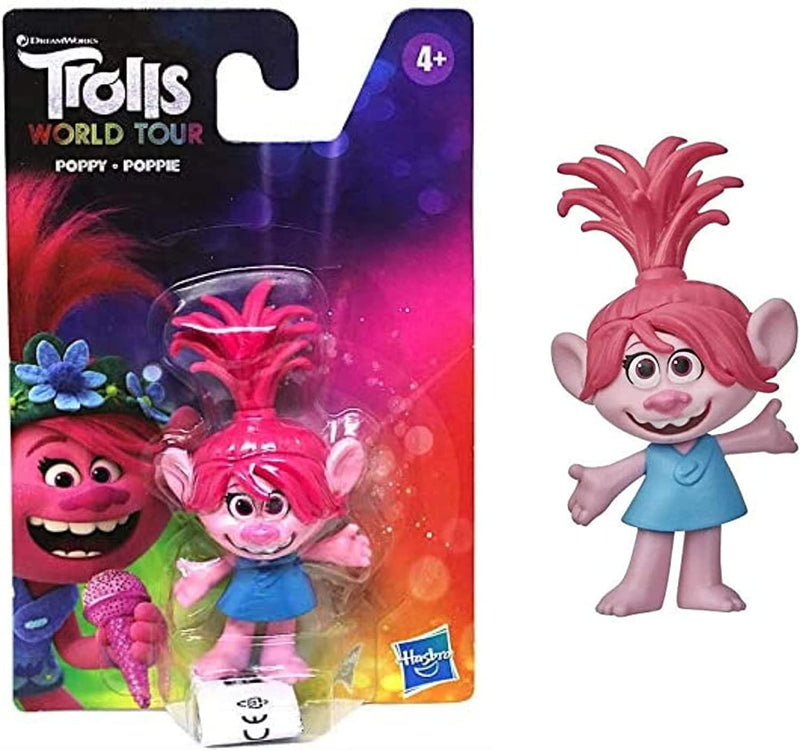 Trolls World Tour Poppy Soft Plush Toy 20cm 8" and Tiny Dancers Series 1 Blind Box Figure 6 Pack - Toptoys2u