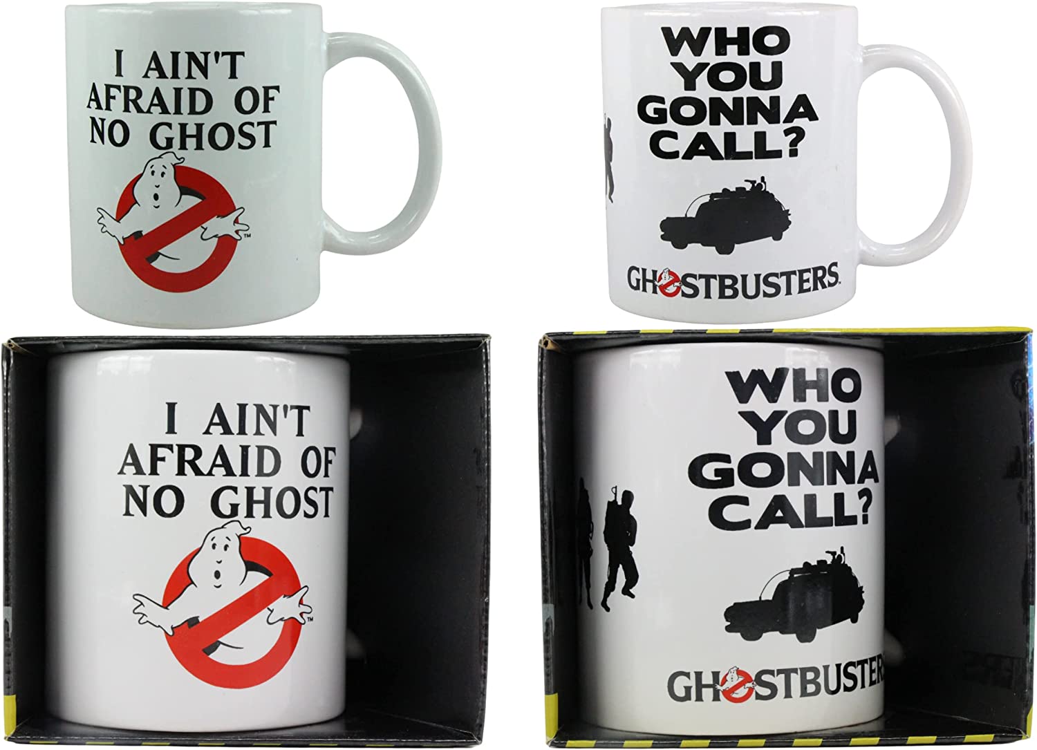 Ghostbusters 330ml Ceramic Mug Twin Packs - I Ain't Afraid of No Ghost & Who Ya Gonna Call Mug - Toptoys2u