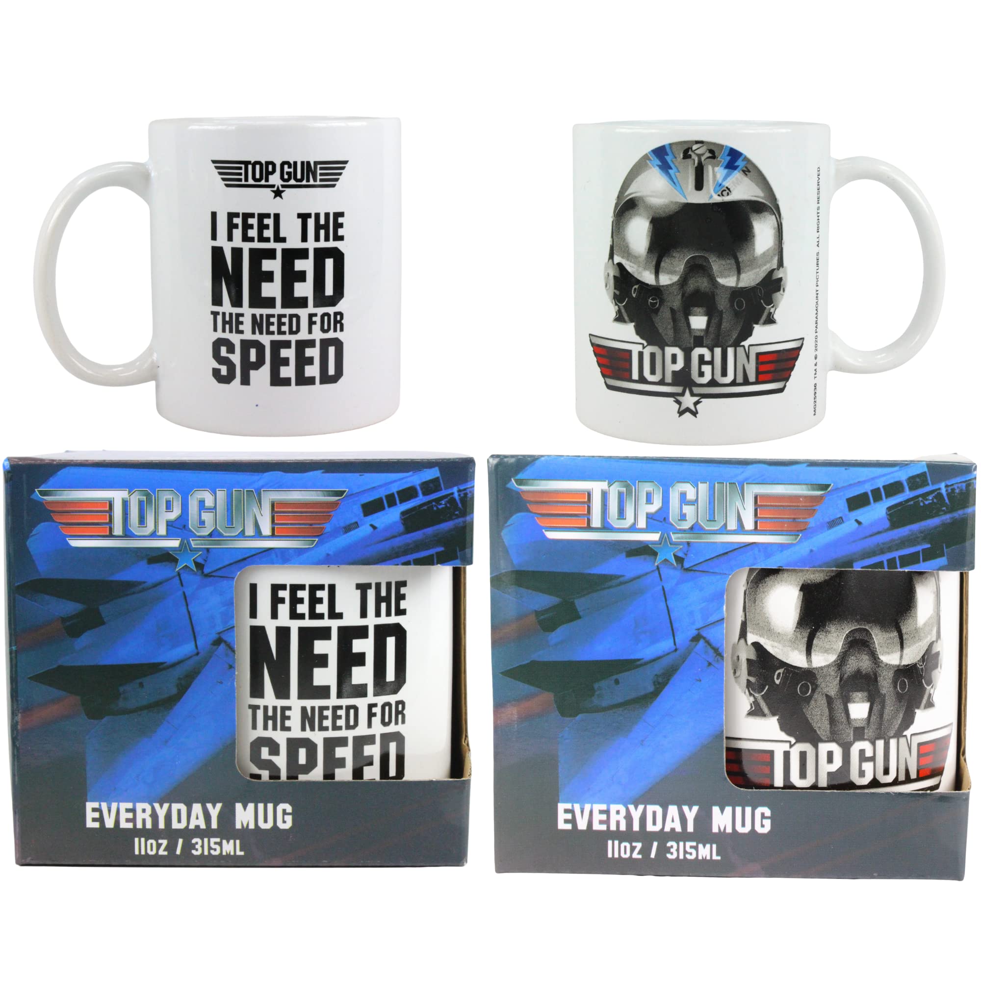 Top Gun Maverick Mug Twin Pack - 315ml Need for Speed & Iceman Helmet - Toptoys2u