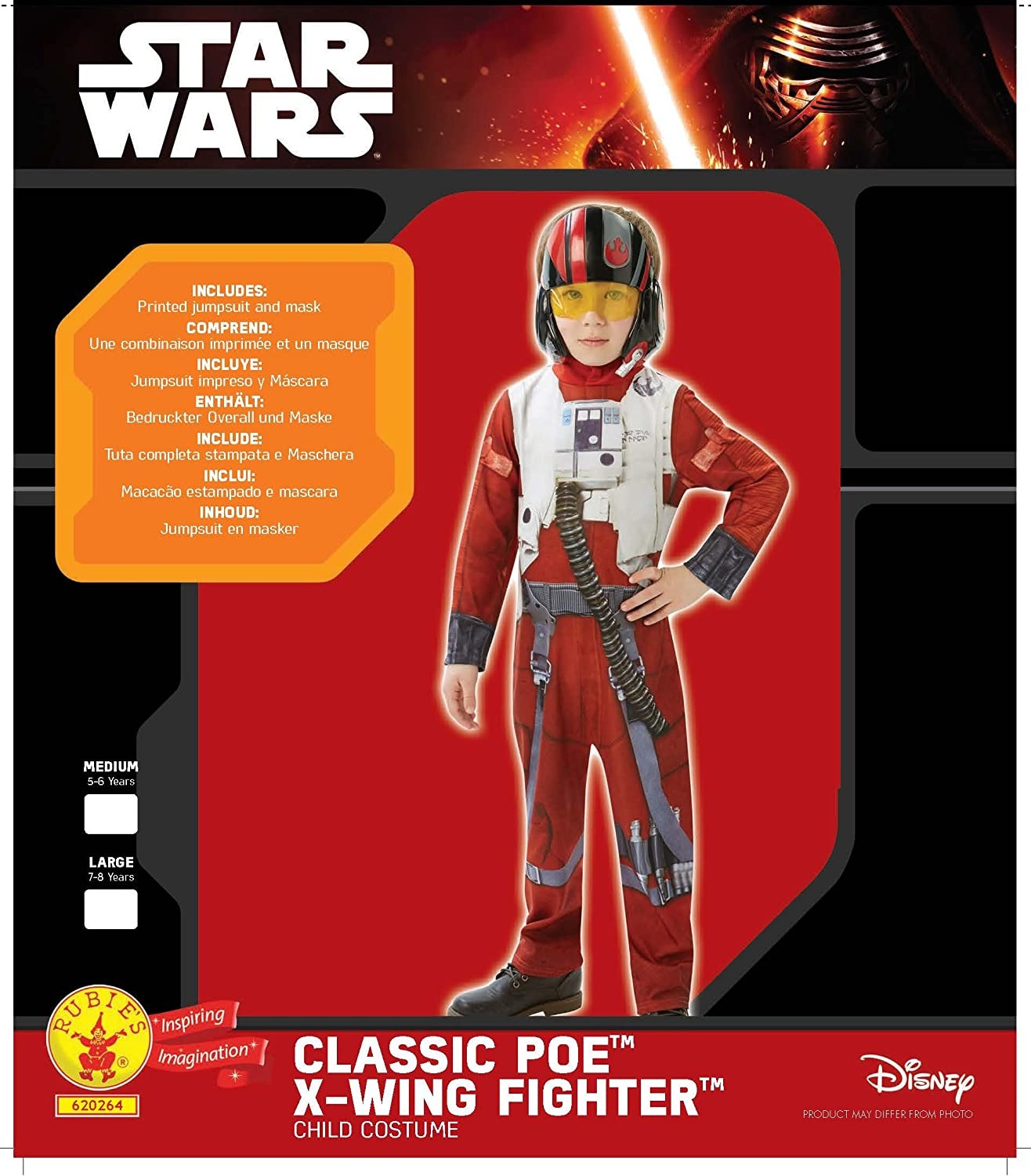 Rubie's Official Star Wars Poe (X-Wing Fighter) Classic Childs Costume - Medium (5-6 years) - Toptoys2u