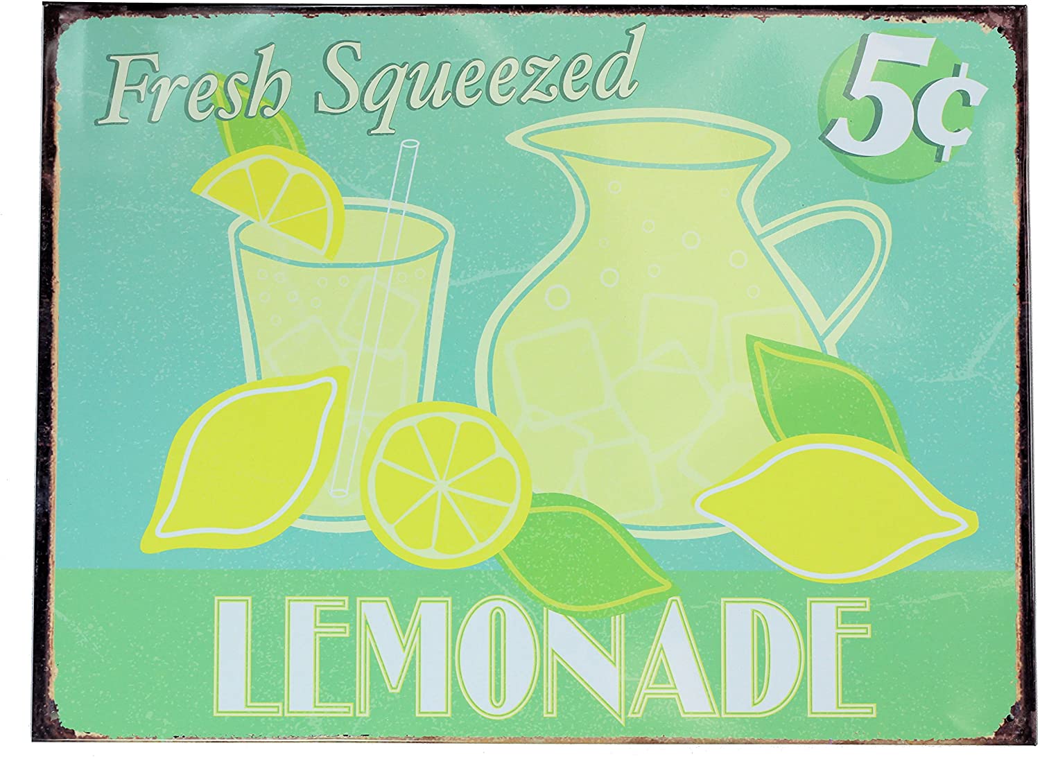 Retro Wall Art Tin Sign Plaque 30cm x 40cm - Fresh Squeezed Lemonade - Toptoys2u