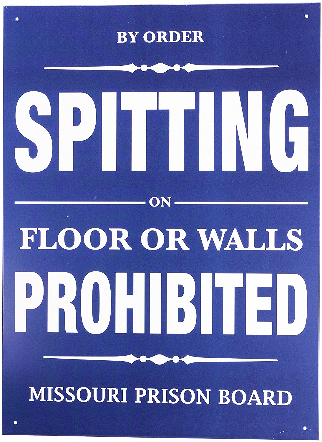 Retro Wall Art Tin Sign Plaque 30cm x 40cm - Spitting Prohibited - Humour Funny - Toptoys2u