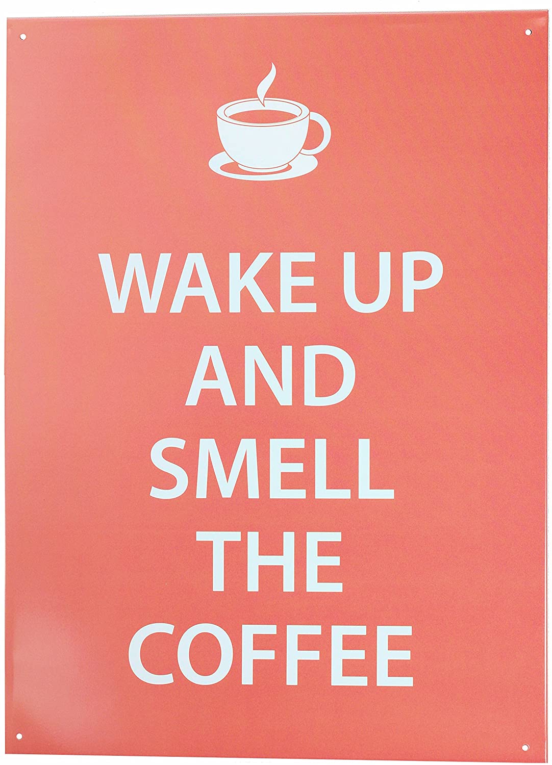 Retro Wall Art Tin Sign Plaque 30cm x 40cm - Wake Up and Smell The Coffee - Toptoys2u