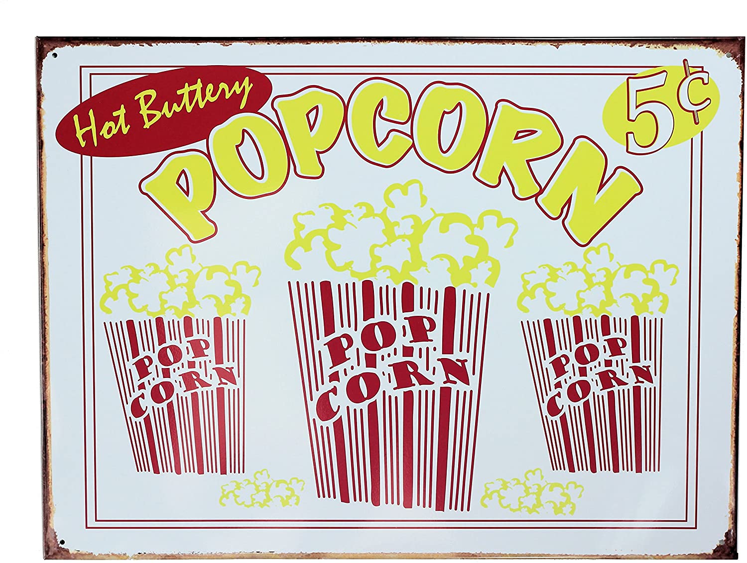 Three Sisters Retro Wall Art Tin Sign Plaque 30cm x 40cm - Hot Buttery Popcorn - Toptoys2u