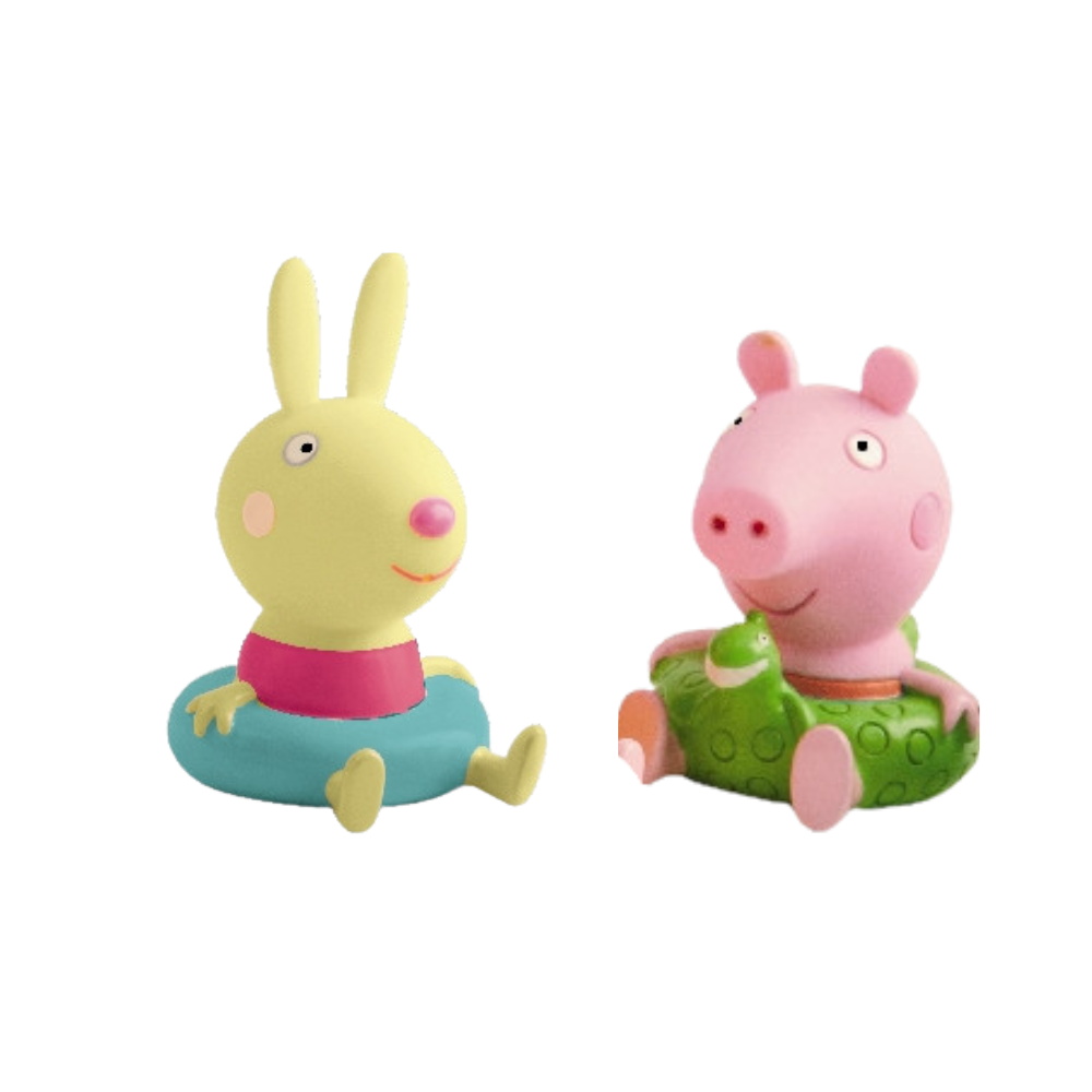 Peppa Pig Bath Squirter Twin Pack 7cm Figures - George and Rebecca Rabbit - Toptoys2u