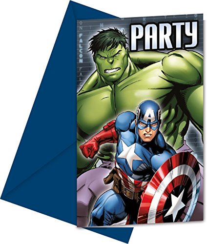Marvel Avengers Party Invitations, Pack of 6 - Hulk and Captain America - Toptoys2u