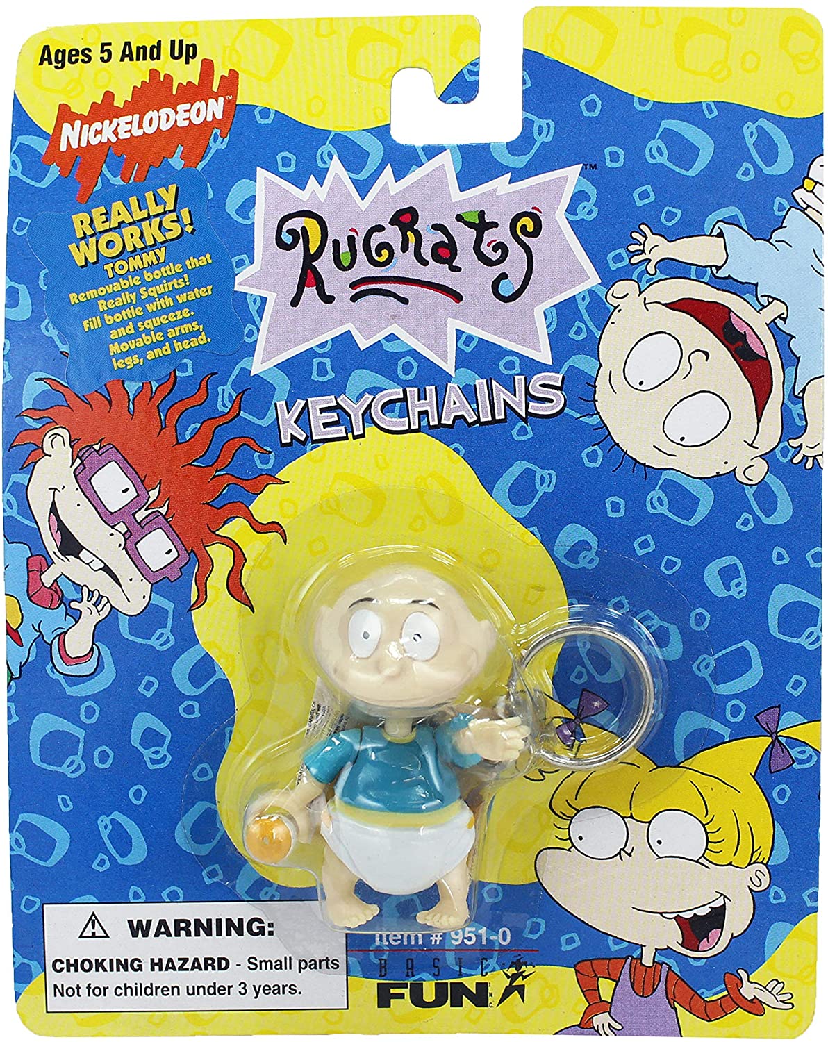 Nickelodeon Rugrats Articulated Poseable Water Squirting 6cm Keychain Figure With Accessory - Tommy Pickles - Toptoys2u