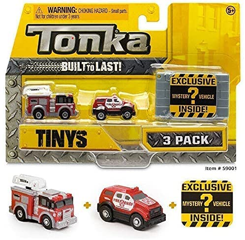 Tonka Tinys 3 Pack Fire Chief Engine Vehicles with Exclusive Vehicle & Garage - Toptoys2u