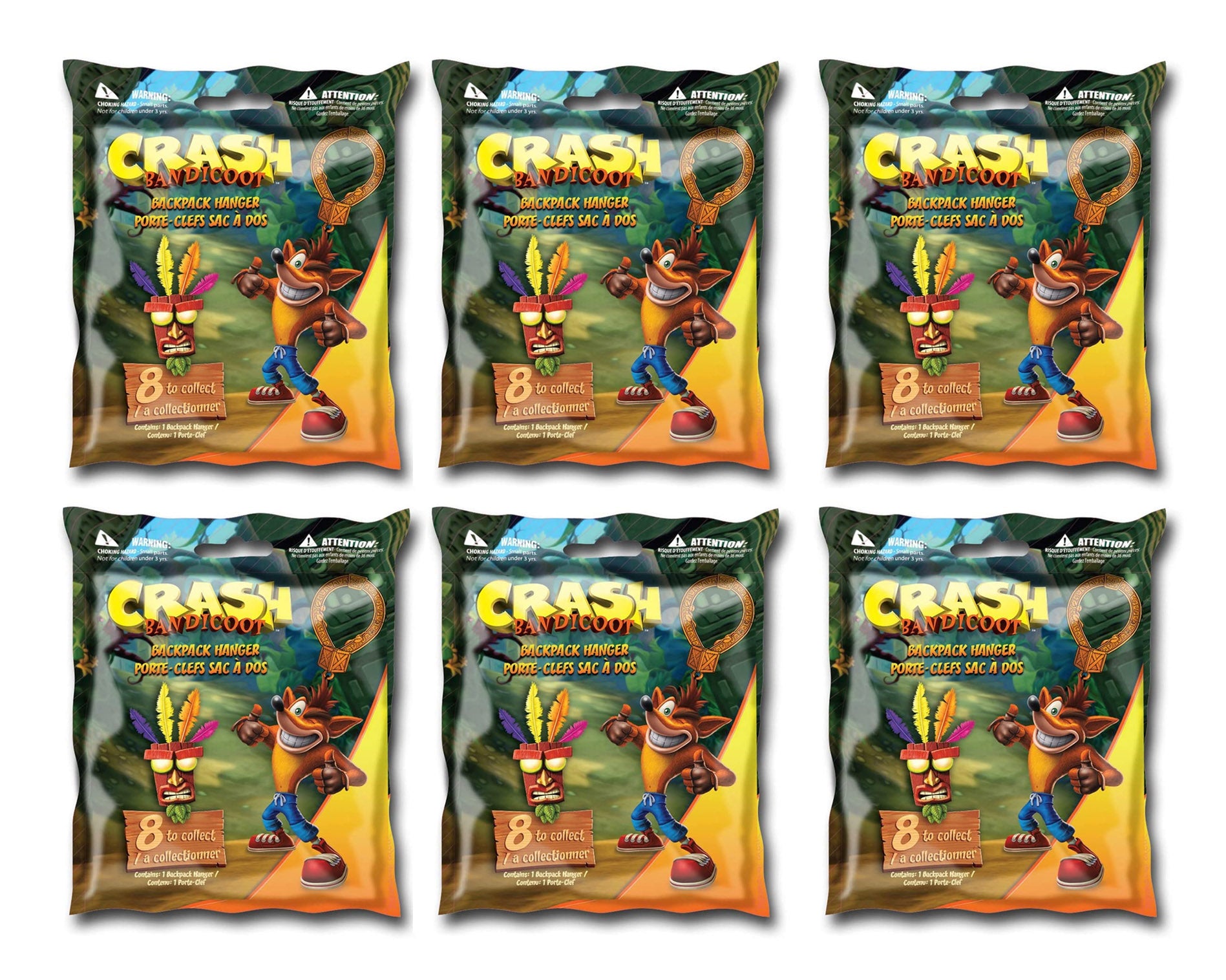 Crash Bandicoot Mystery Keyclip Mini figure Blind Bag - Pack of 6 - Toptoys2u