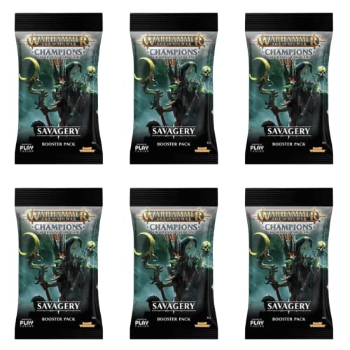 Play Fusion Warhammer Age of Sigmar - Champions - The Trading Card Game - Savagery Booster Pack of 6 - Toptoys2u