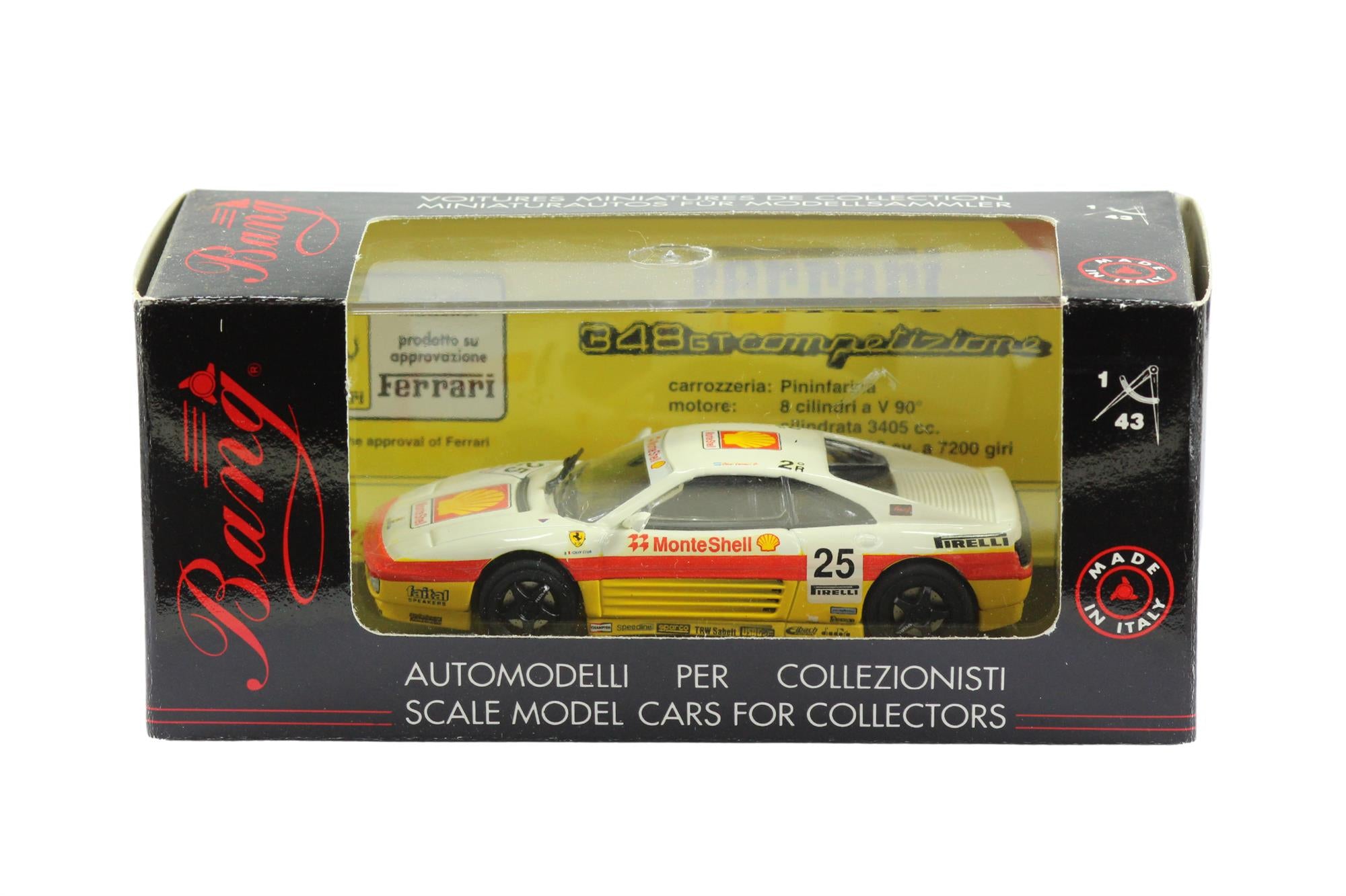 Bang Models - 1:43 Scale Diecast Ferrari 348 GT Supercar 1993 #25 - Oscar Larrauri - Toptoys2u