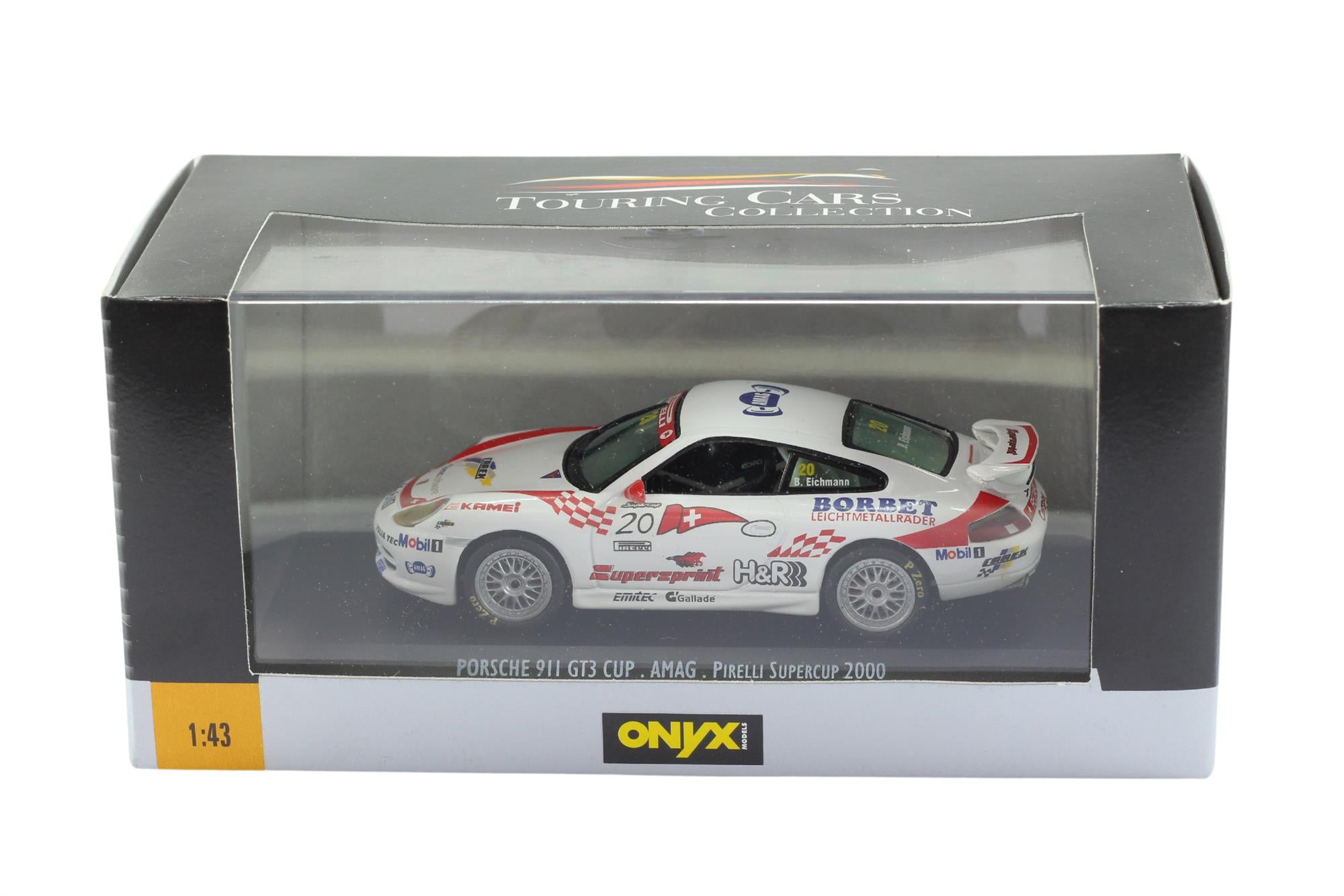 Onyx Models - 1:43 Scale Diecast Porsche 911 GT3 Cup - Pirelli Supercup 2000 - Bruno Eichmann - Toptoys2u
