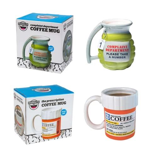 BigMouth Incorporated Novelty Coffee Mug Gift Set - Complaints Grenade and Pill Prescription Mug - Toptoys2u