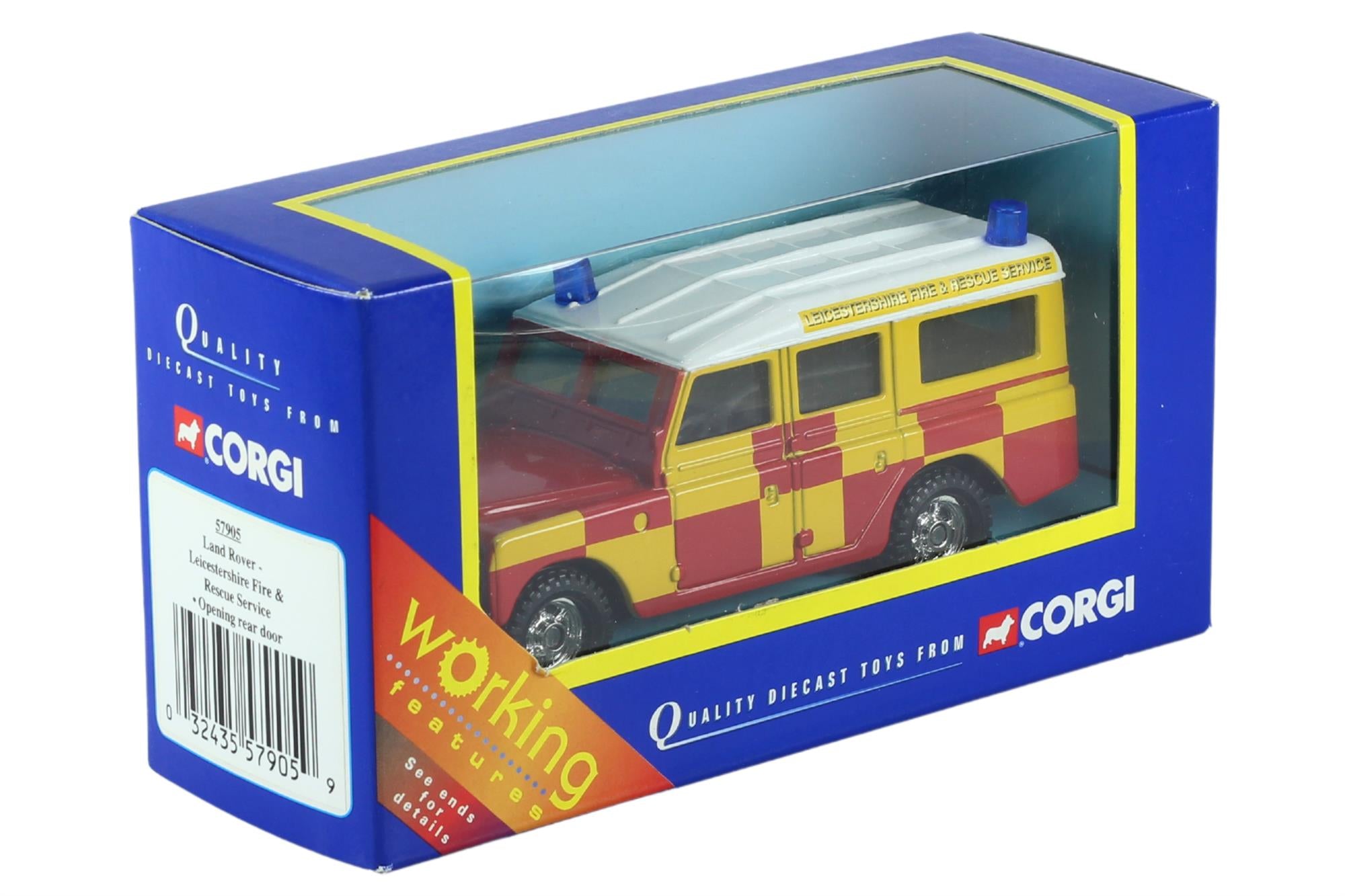 Corgi Models - 1:36 Scale Diecast Land Rover Leicestershire Fire & Rescue Service 57905 - Toptoys2u