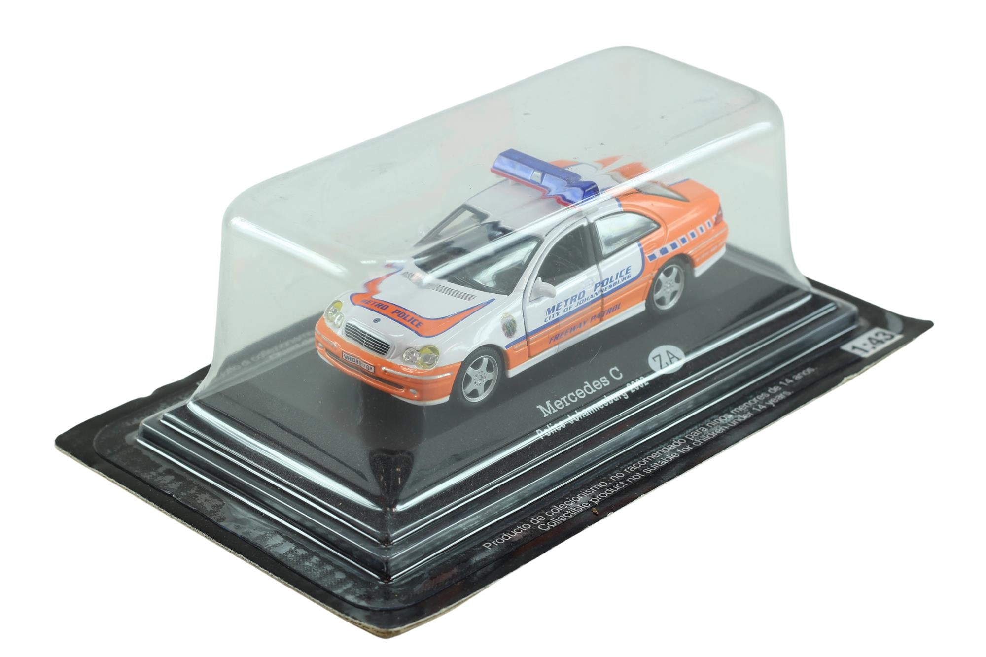 Altaya Models - 1:43 Scale Diecast Mercedes C Class Police Johannesburg 2002 - New and Still Sealed - Toptoys2u
