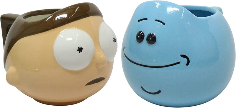 Rick & Morty 3D Ceramic Mug Gift Set - 3D Mr Meeseeks & 3D Morty 375ml Mugs - Toptoys2u